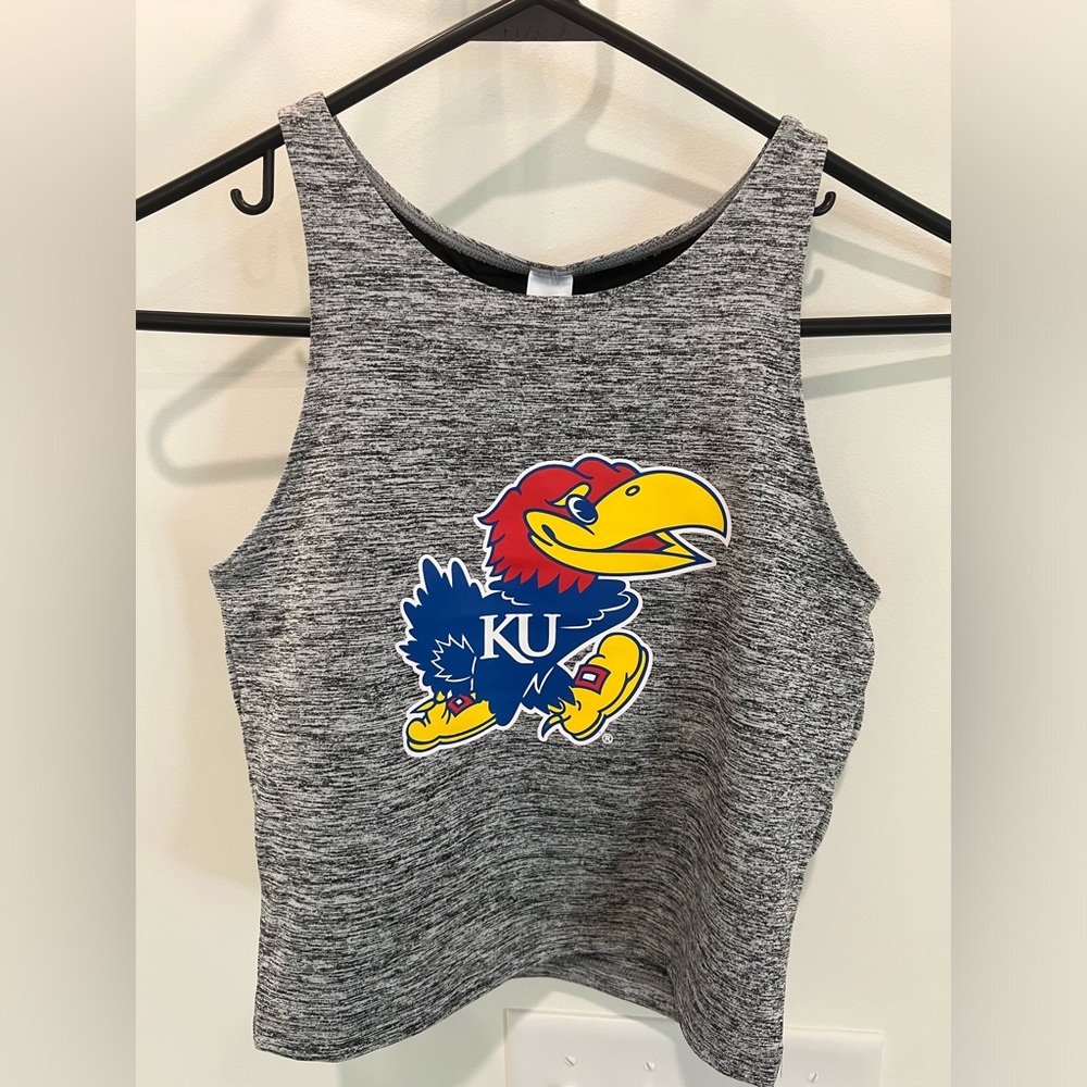 University of Kansas NWT crop top with built-in sports bra Size Small